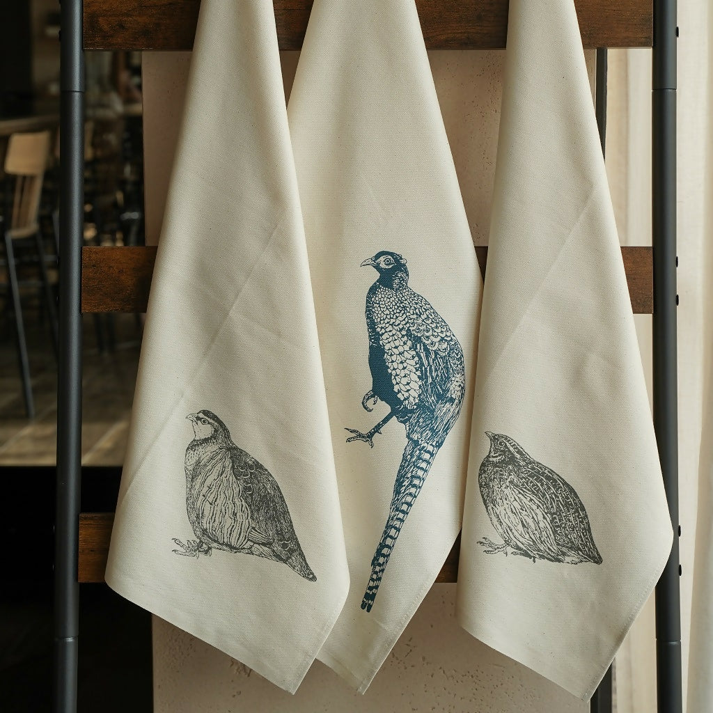 Organic Cotton Tea Towels (Set of 3) - Game Birds - Image 2