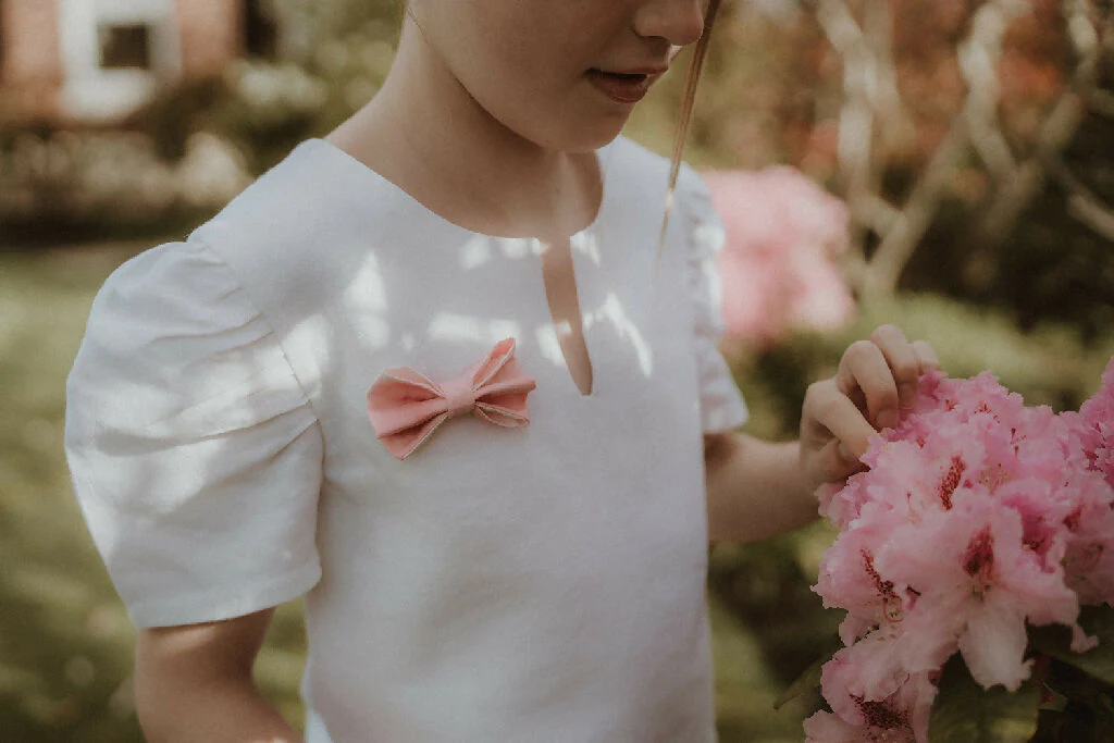 Organic Linen V-neck Blouse with Ruffle Sleeves - Image 4