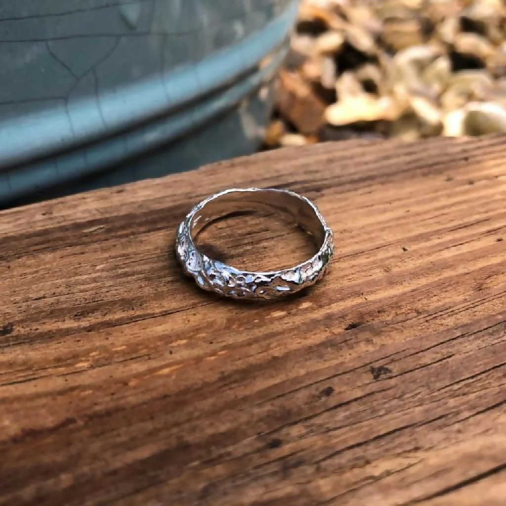 Organic Textured Sterling Silver Cast Rock Ring - Image 2