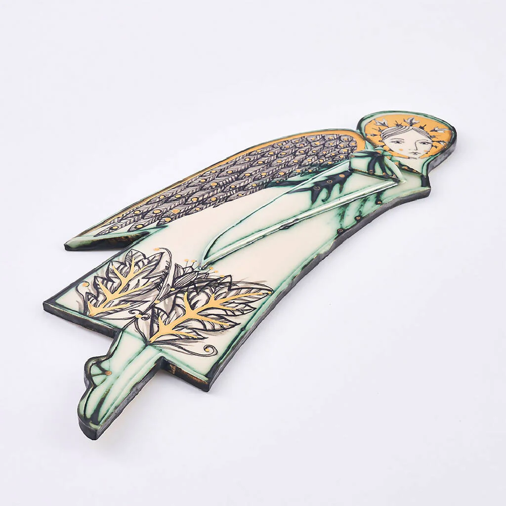 Pair of Ceramic Angels in Ivory - Image 3