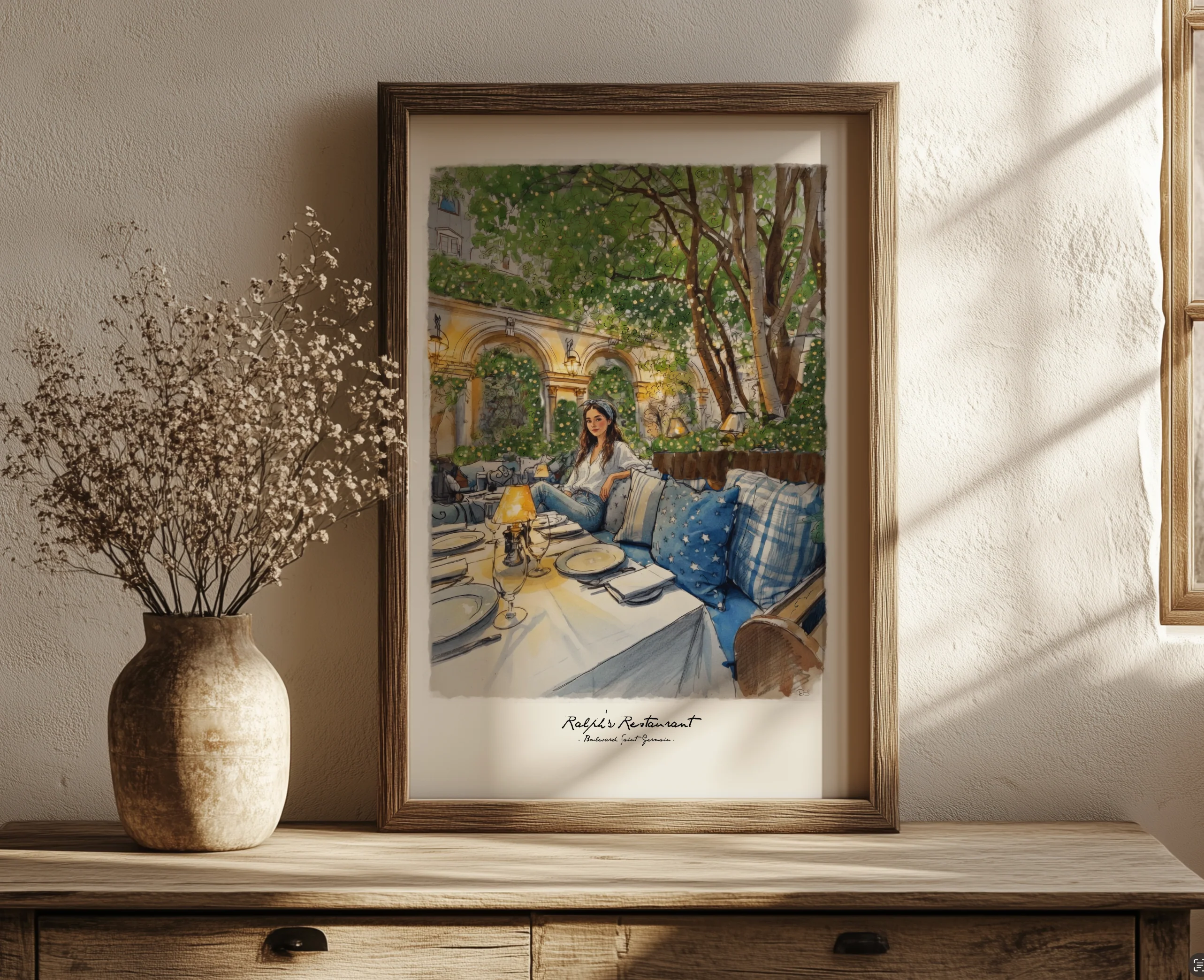 Paris Ralph Lauren Wall Art Print Ralph's Restaurant Saint Germain Illustration Lights Haussmann Architecture - Image 3