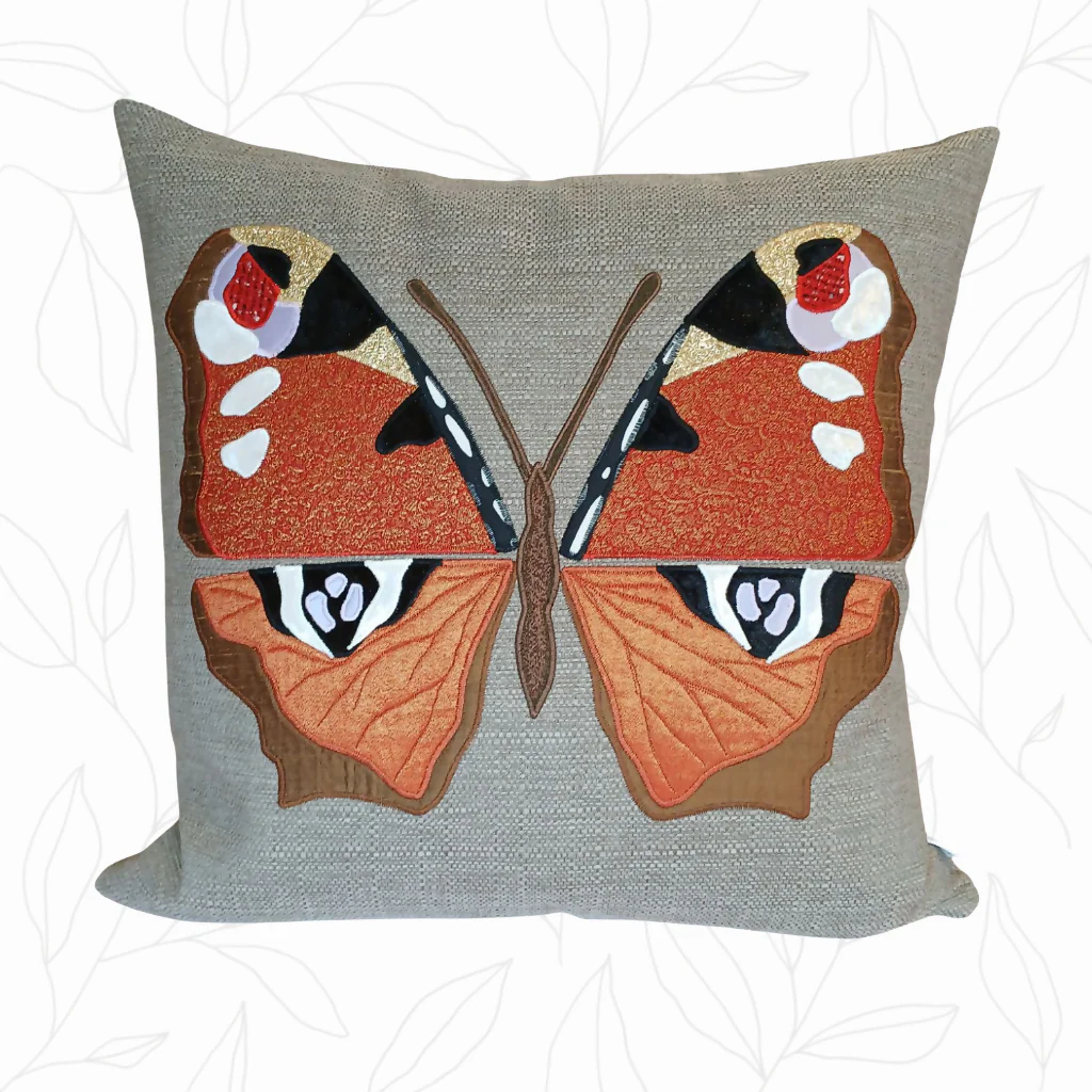 Handmade Peacock Butterfly Cushion - Image 2