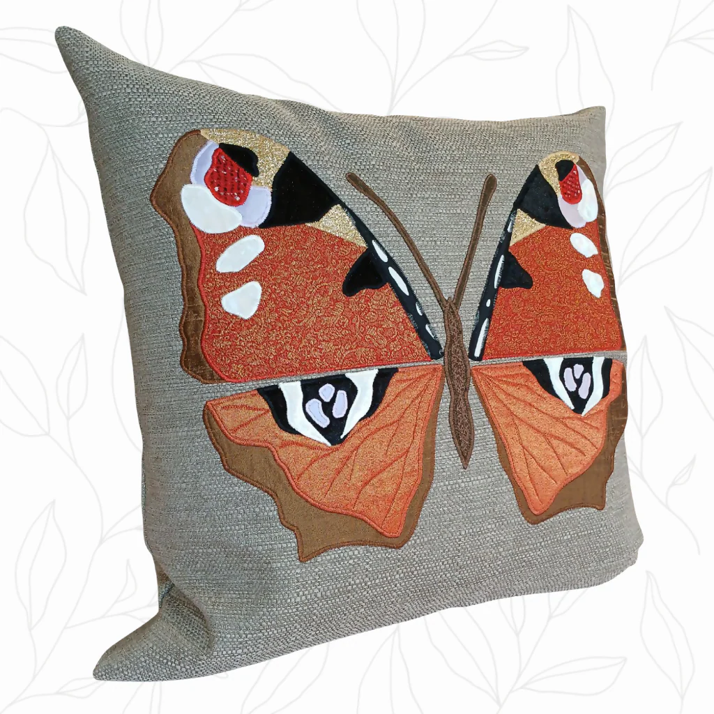 Handmade Peacock Butterfly Cushion - Image 3