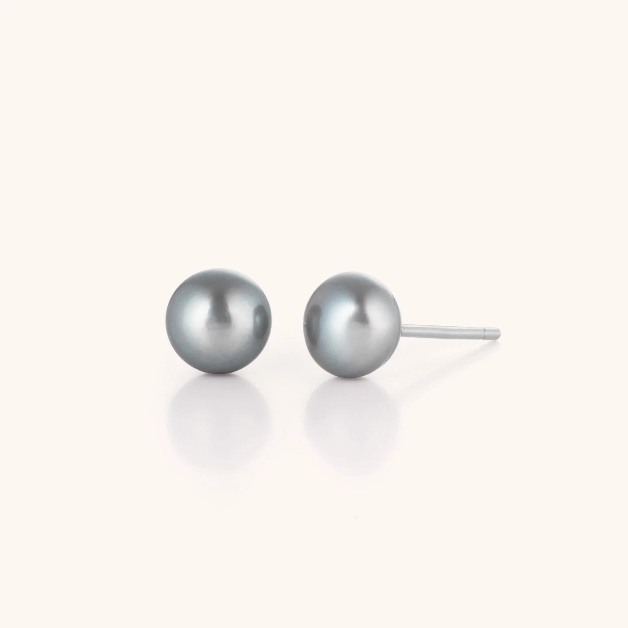 Pearl Button Stud Earrings - Image 2