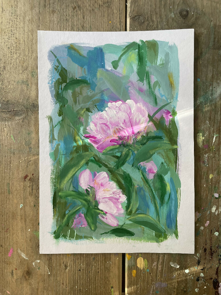 Peony Collection - 'Yo Girl' Floral Original Painting - Image 3