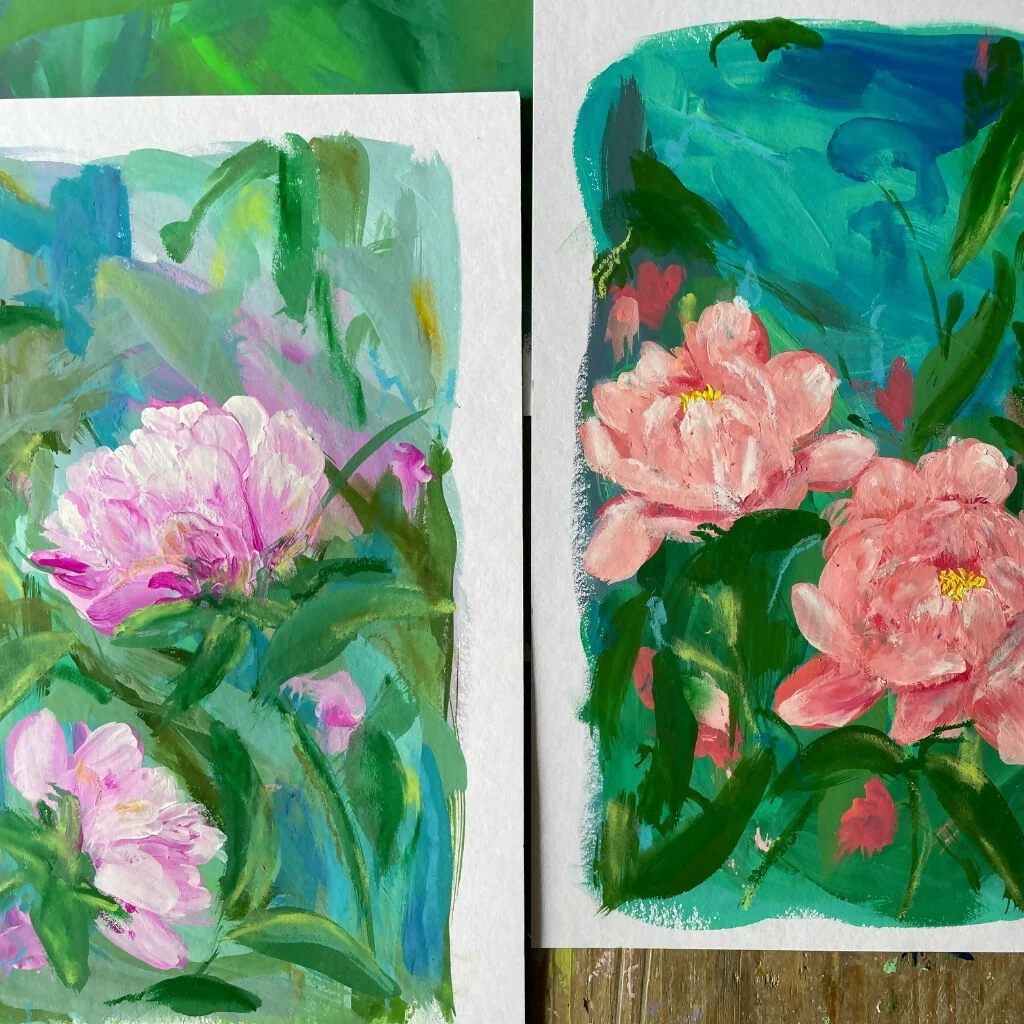 Peony Collection - 'Yo Girl' Floral Original Painting - Image 5