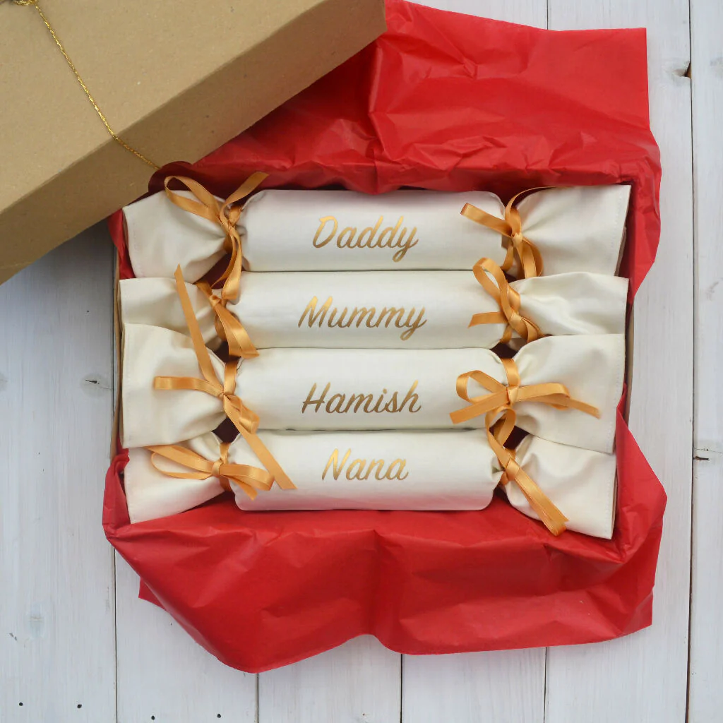 Personalised Reusable Organic Cotton Fabric Christmas Crackers - Image 9