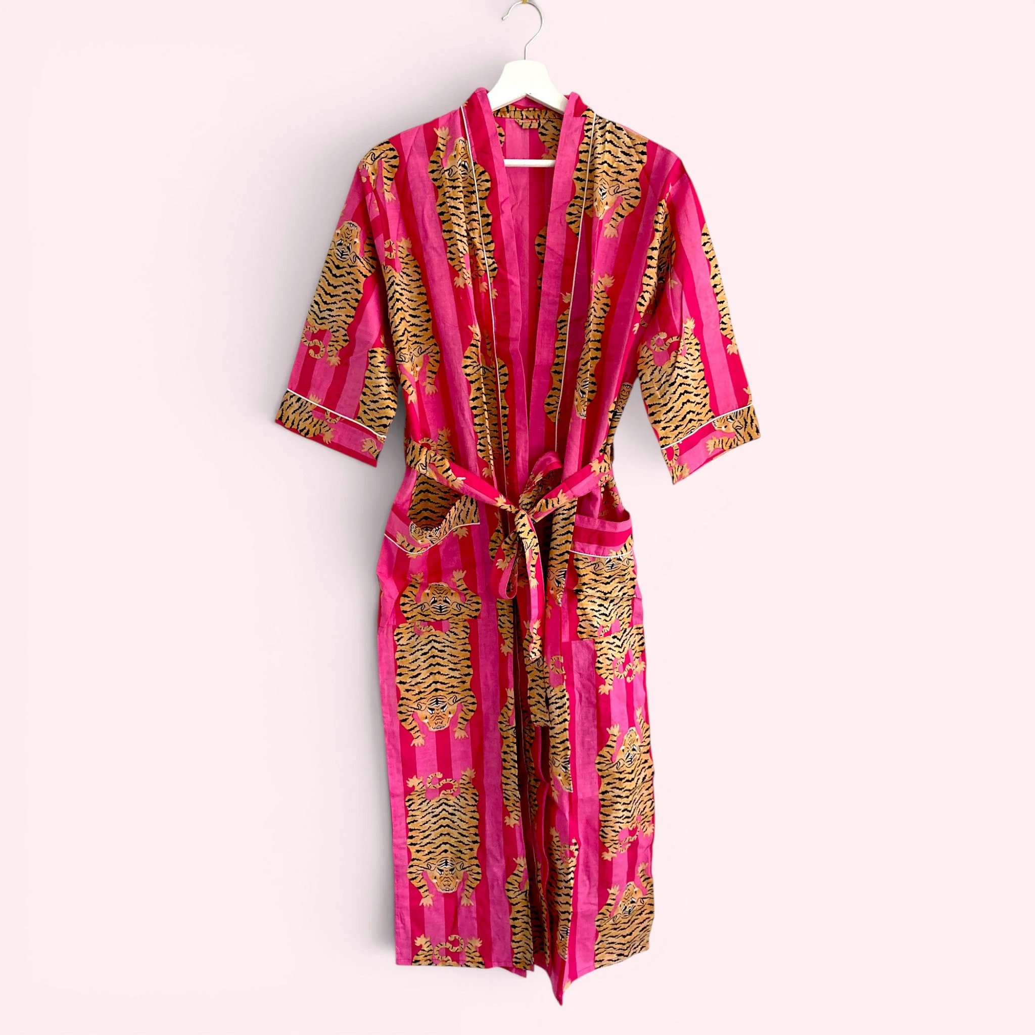 Pink Tiger Print 100% Cotton Dressing Gown - Image 3
