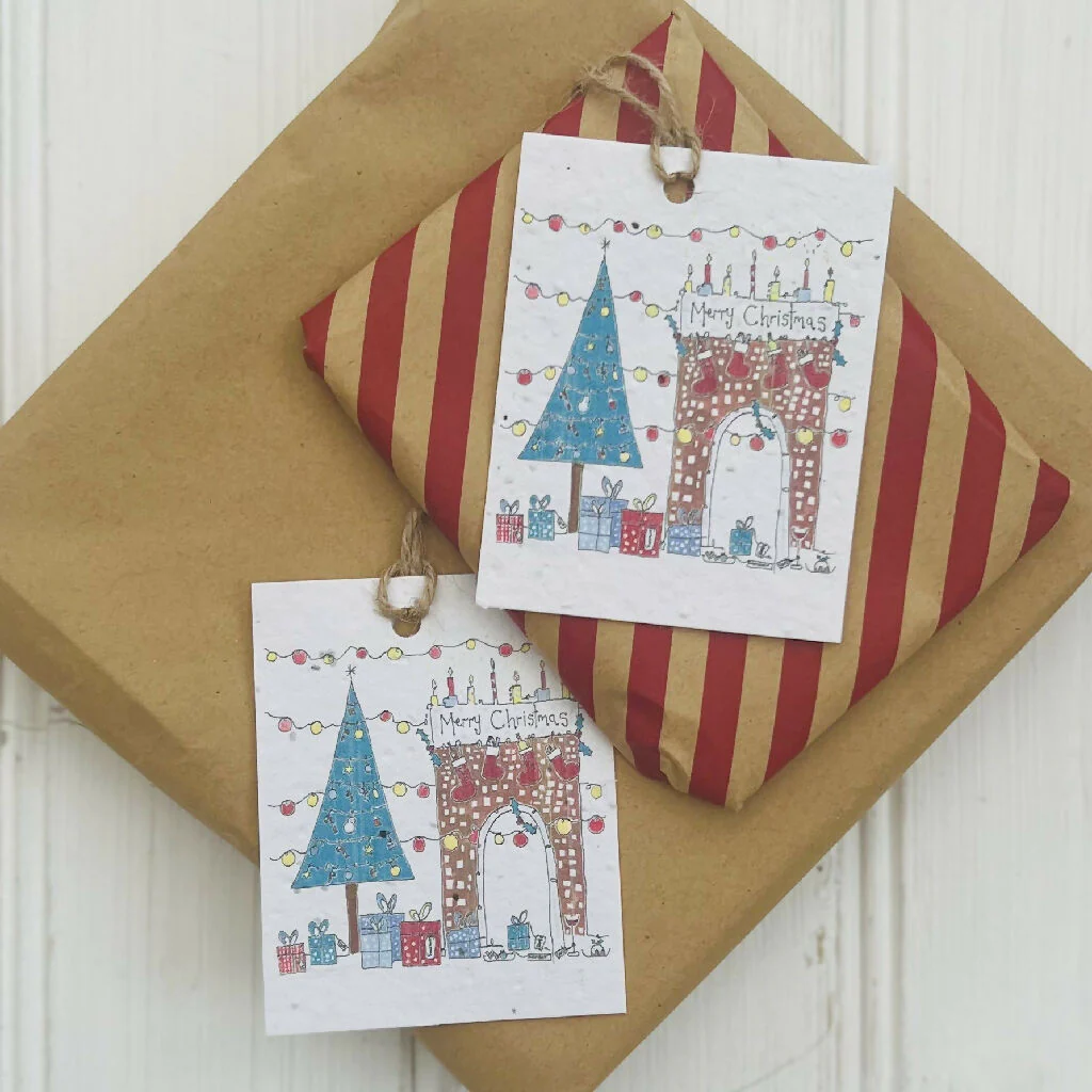 Plantable Seed Card 'Christmas Fireplace' Gift Tags - Image 2
