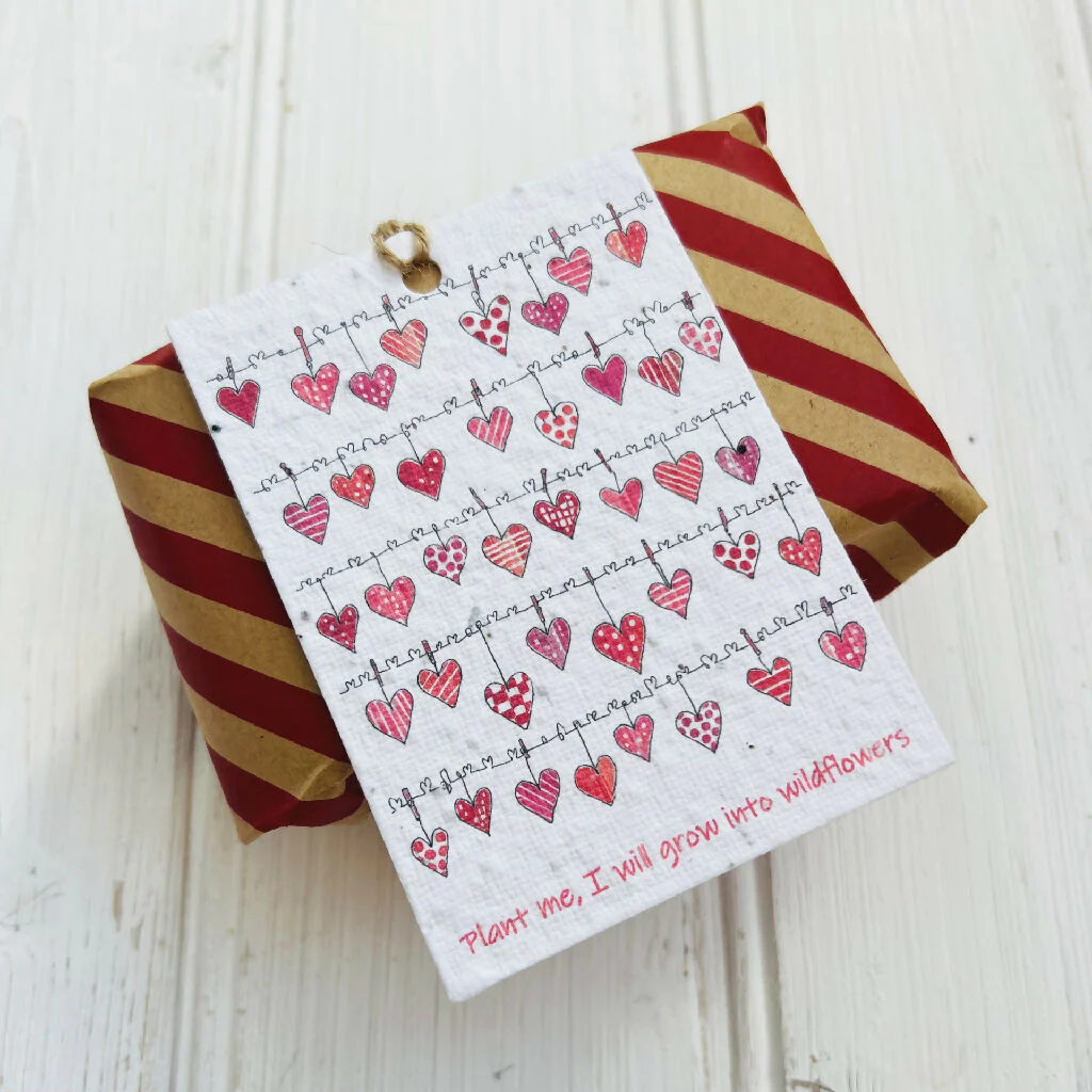 Plantable Seed Card Gift Tags 'Hearts on the Line' Design - Image 5