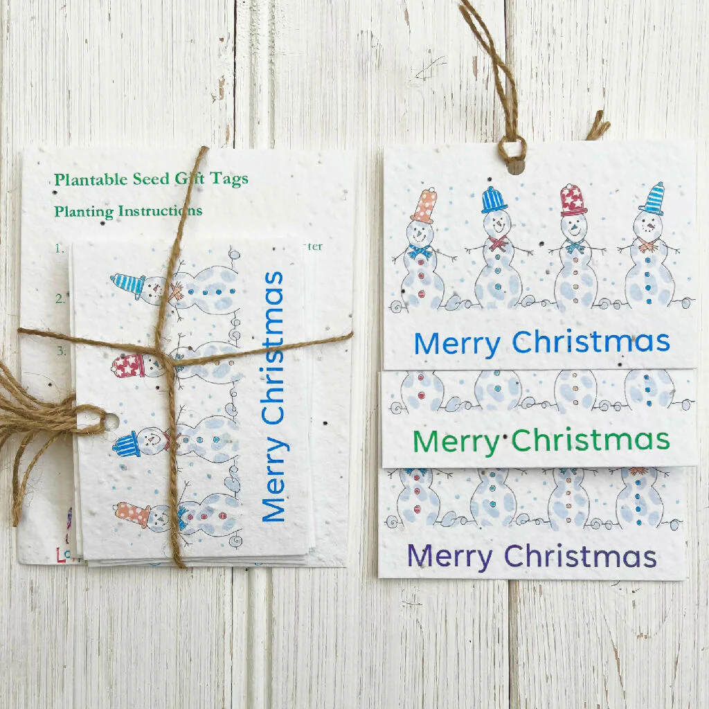 Plantable Seed Card 'Jolly Snowmen' Gift Tags - Image 3