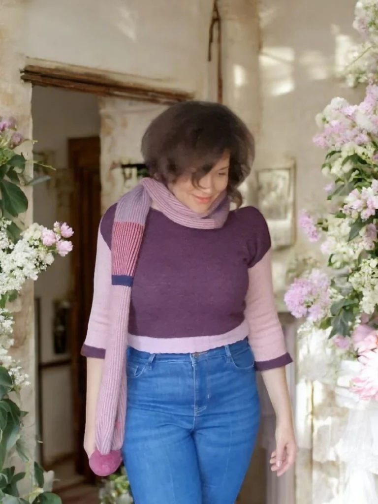 Pompom Purple multicoloured scarf - Image 3