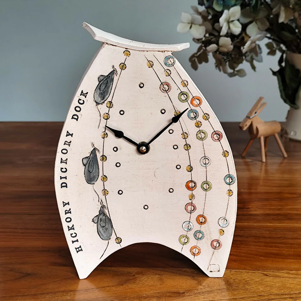 Pottery Large Clock, Hickory Dickory Dock - Image 2