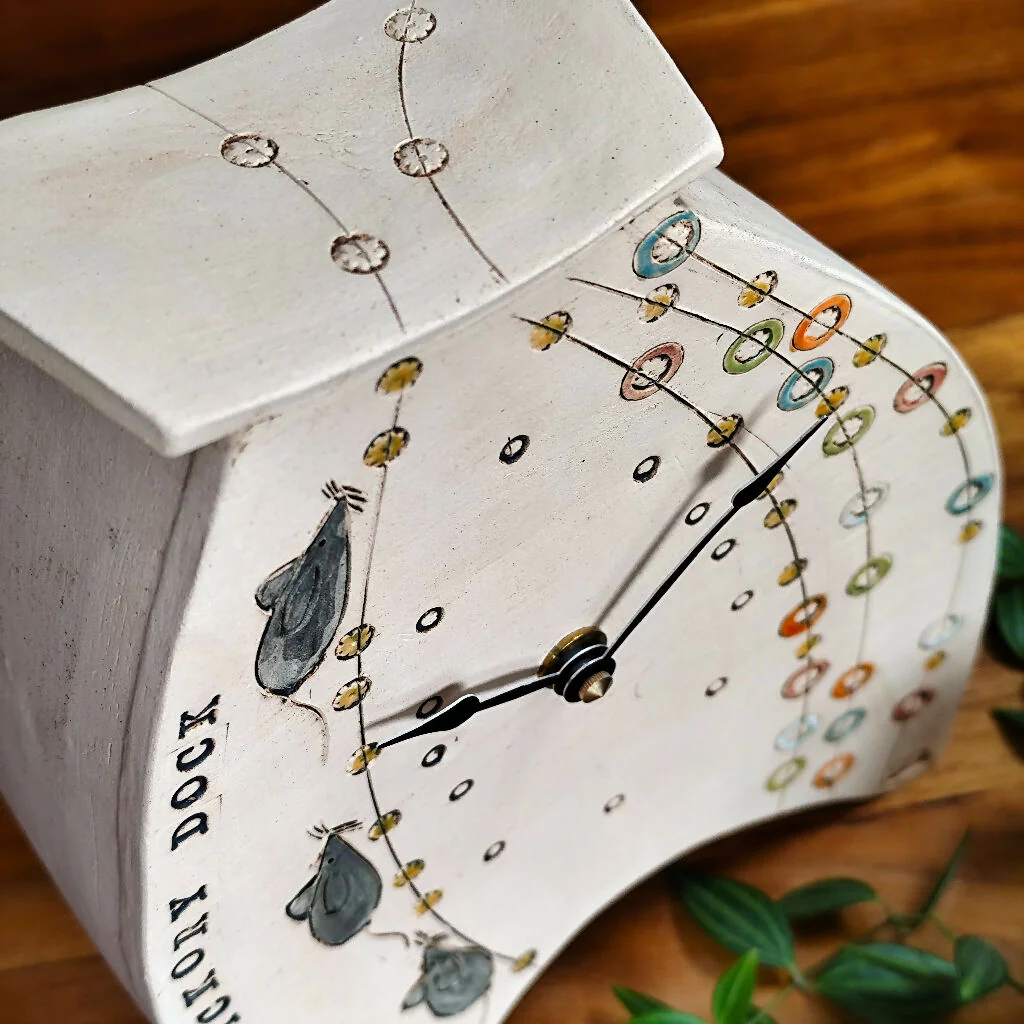 Pottery Large Clock, Hickory Dickory Dock - Image 3