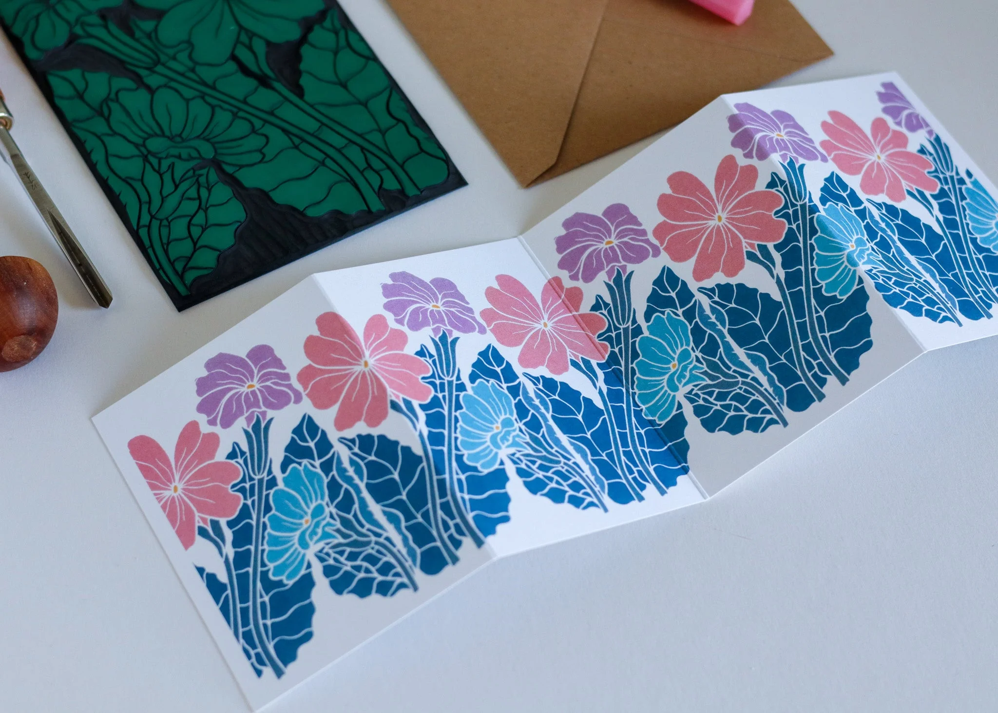 Primroses in Moonlight Garland Card | Single Card & Envelope - Image 2