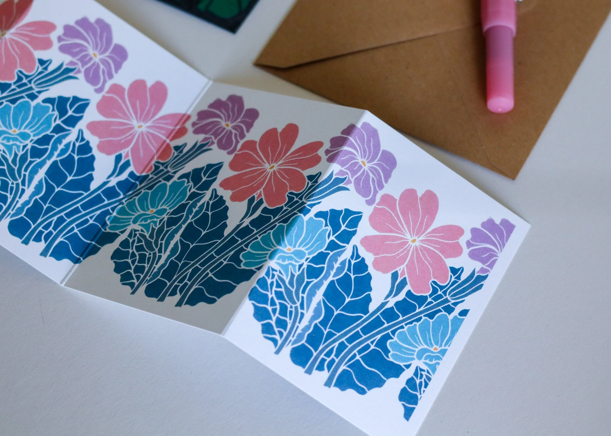 Primroses in Moonlight Garland Card | Single Card & Envelope - Image 6