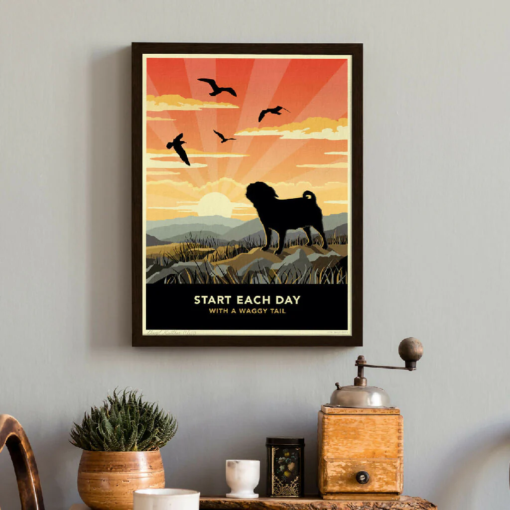 PUG ‘WAGGY TAILS’ LIMITED EDITION ART PRINT - Image 2