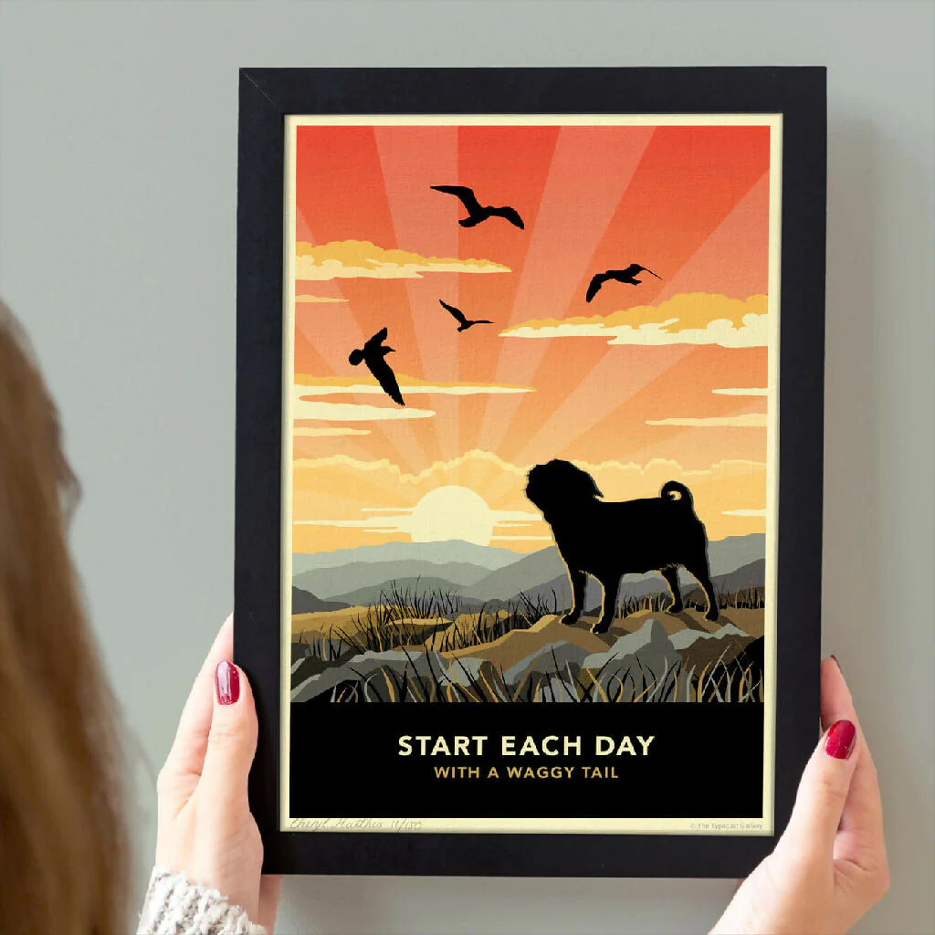 PUG ‘WAGGY TAILS’ LIMITED EDITION ART PRINT - Image 4