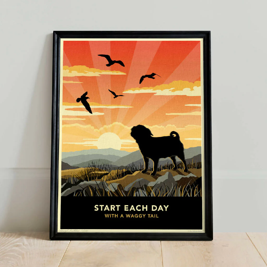 PUG ‘WAGGY TAILS’ LIMITED EDITION ART PRINT - Image 5