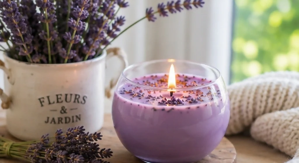 Purple Lavender Scented Bowl Candle - Image 2