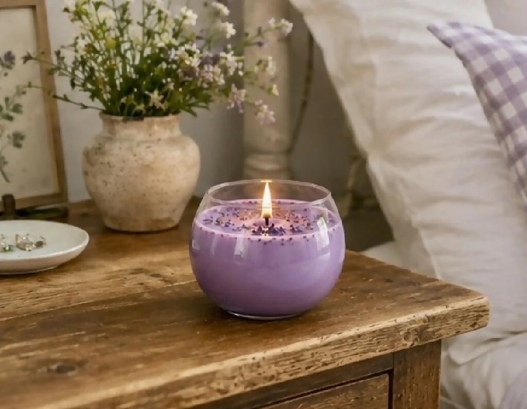 Purple Lavender Scented Bowl Candle - Image 3