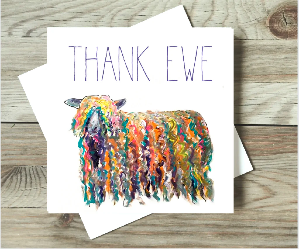 Rainbow Longwool Sheep Card | Birthday, Blank, Thank You or Congrats - Image 2
