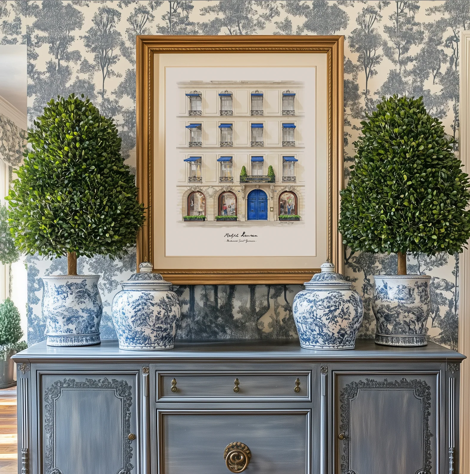 Ralph Lauren Paris Print Boulevard Saint-Germain Illustration Watercolor Paris Artwork - Image 2