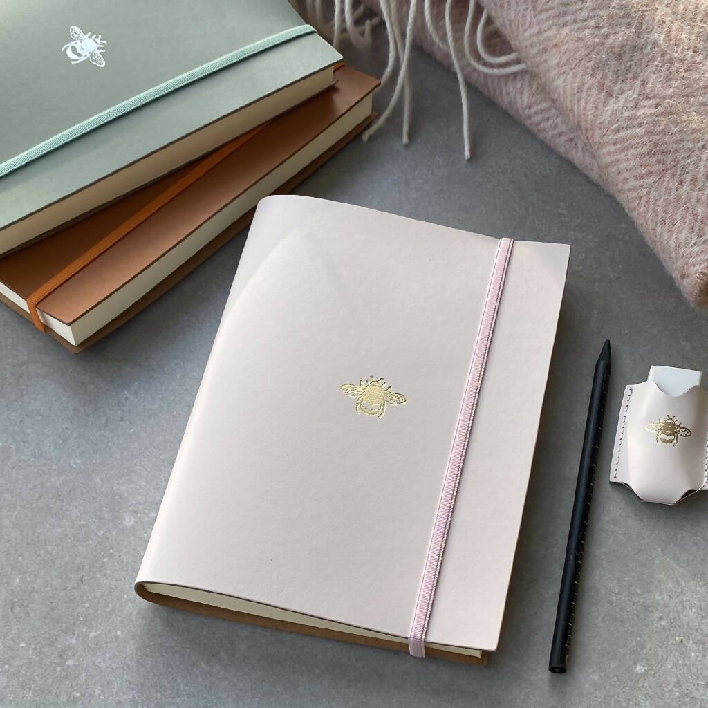 Recycled Leather Address Book with Bee Motif - Image 4