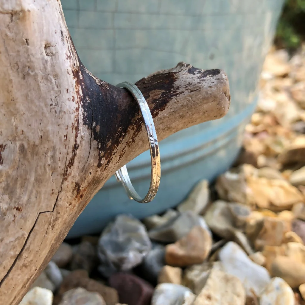 Recycled Sterling Silver Hammered Hoop Earrings