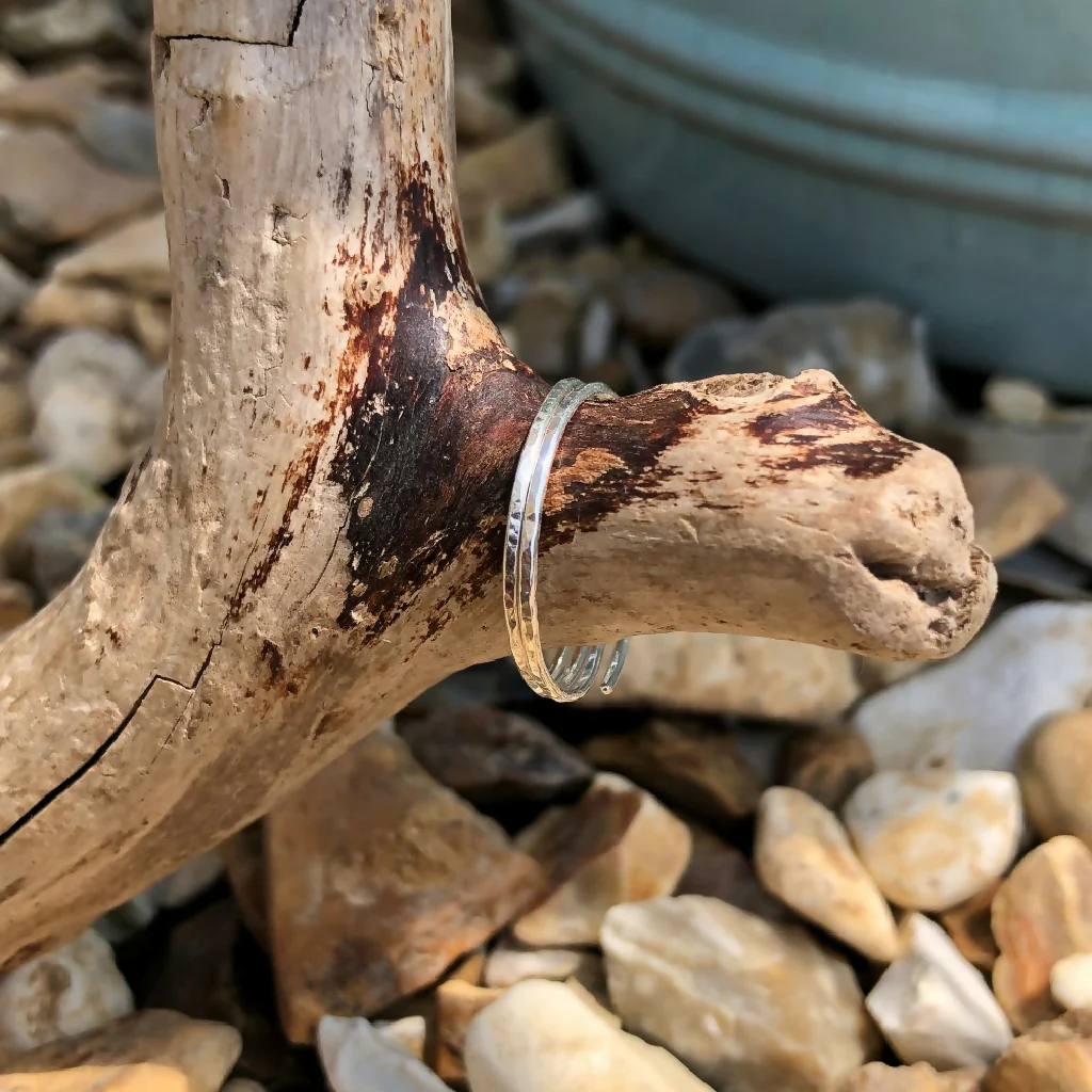 Recycled Sterling Silver Hammered Hoop Earrings - Image 5