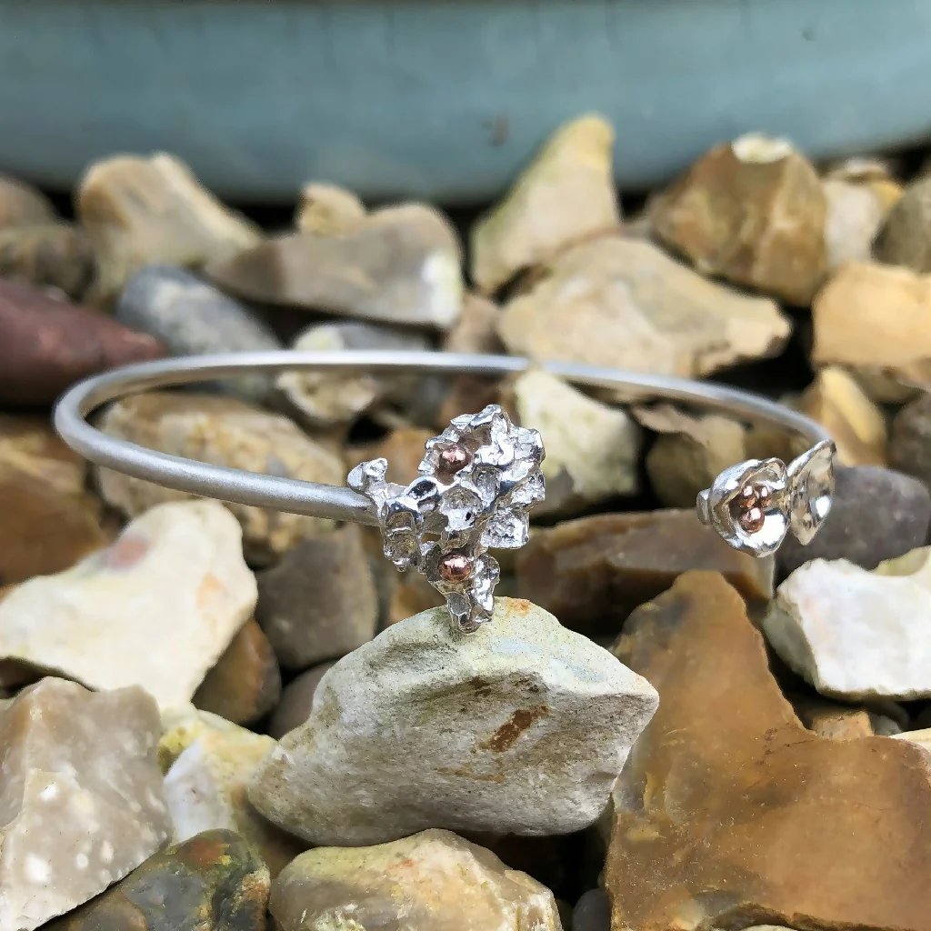 Recycled Sterling Silver Heritage Water Cuff Bangle - Image 2
