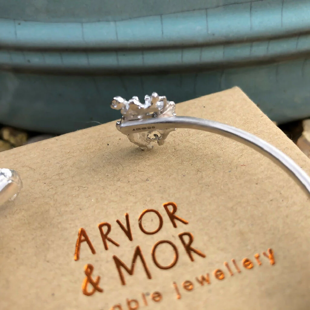 Recycled Sterling Silver Heritage Water Cuff Bangle - Image 4