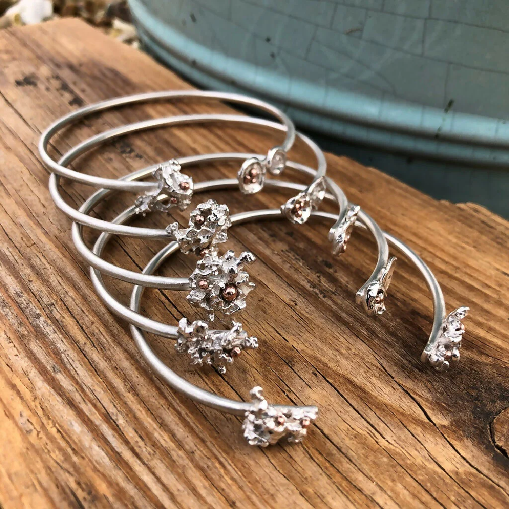 Recycled Sterling Silver Heritage Water Cuff Bangle - Image 6