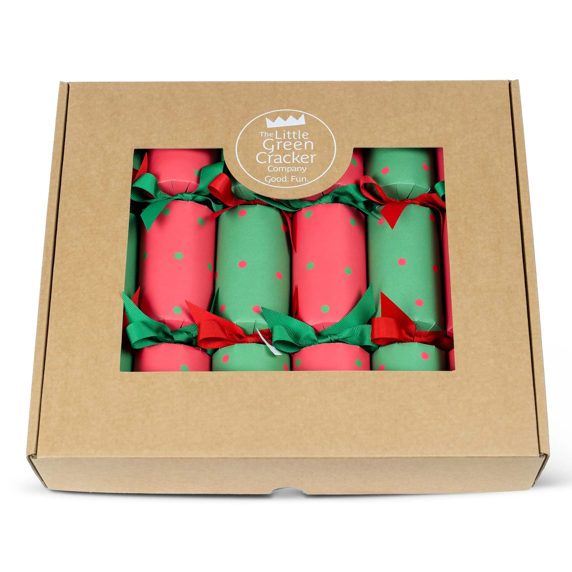Red and green polka dot Christmas cracker