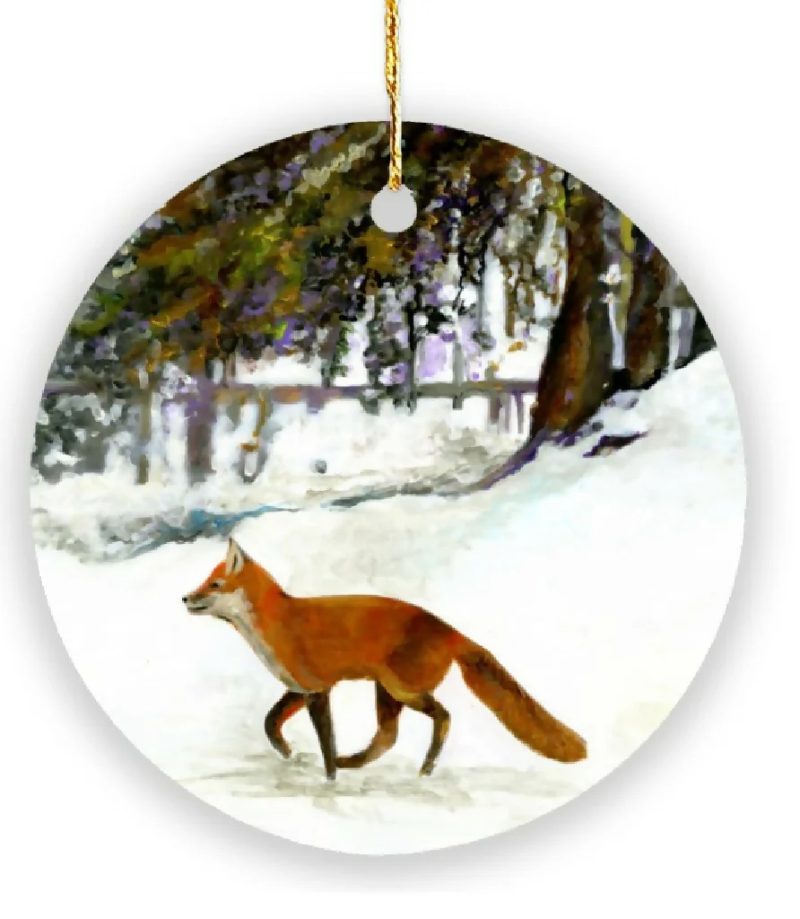 Reynard's walk home Ceramic Christmas Tree Ornament - Image 2