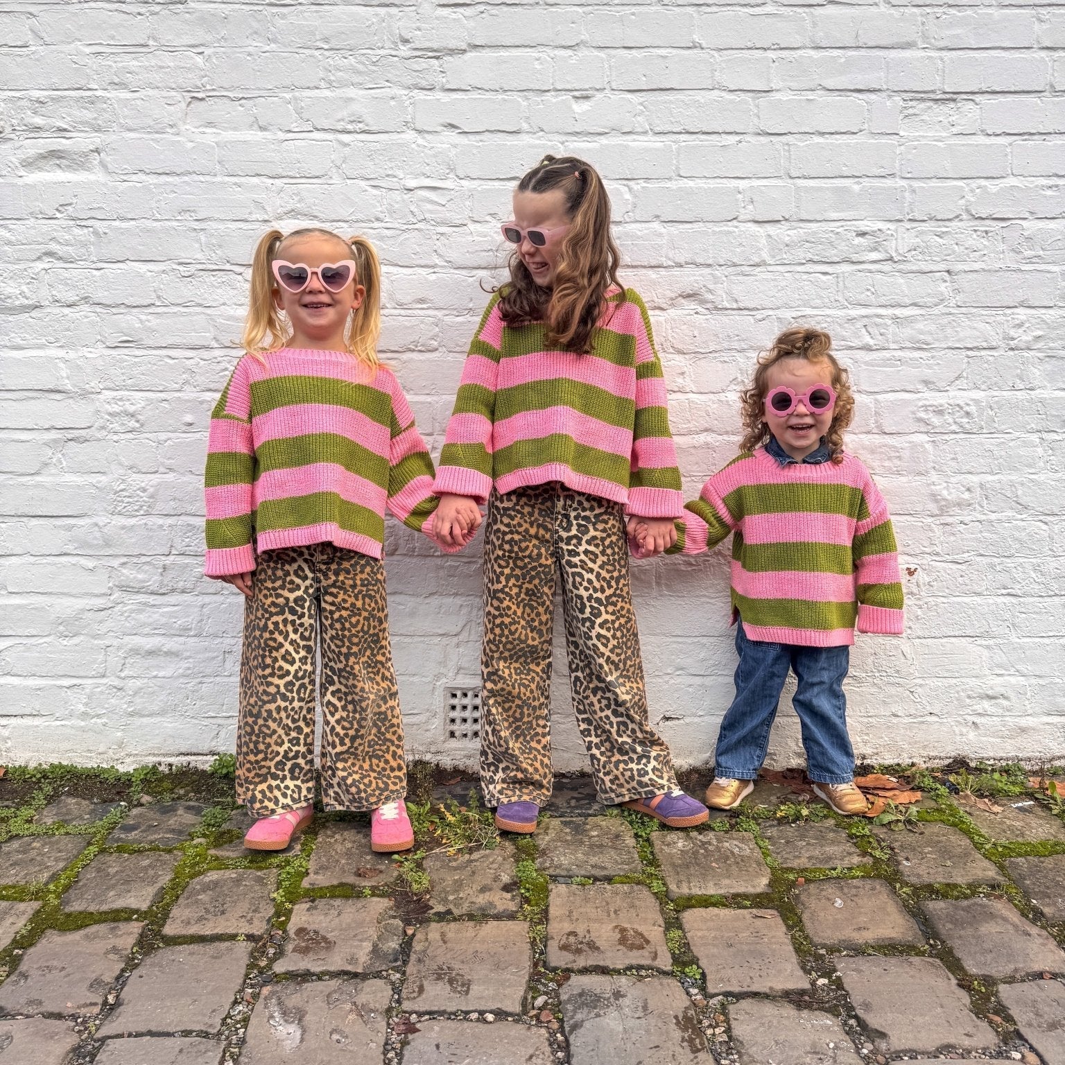 Rhiannon Kids Chunky Stripe Recycled Cotton Blend Jumper - Pink - Image 11
