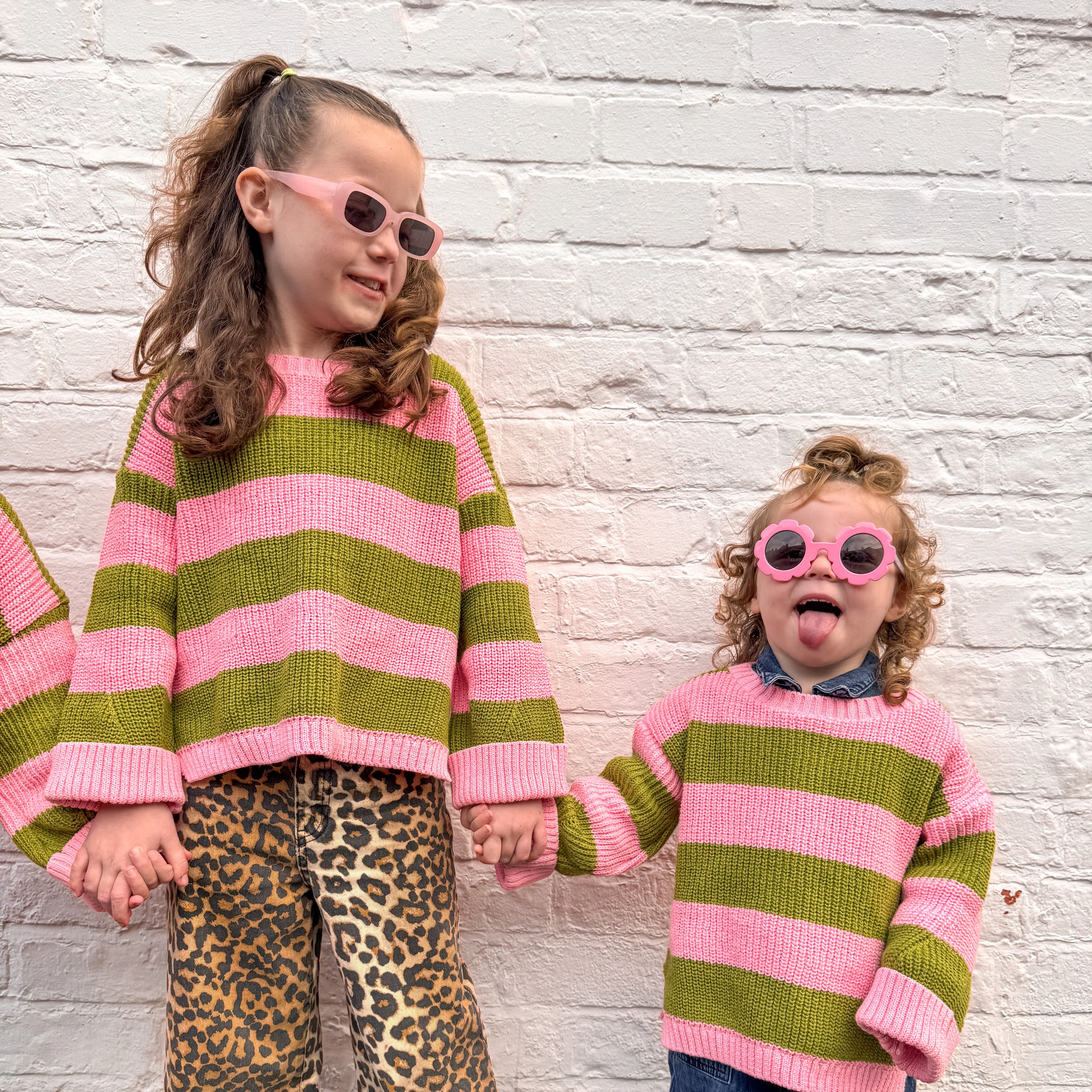 Rhiannon Kids Chunky Stripe Recycled Cotton Blend Jumper - Pink - Image 12