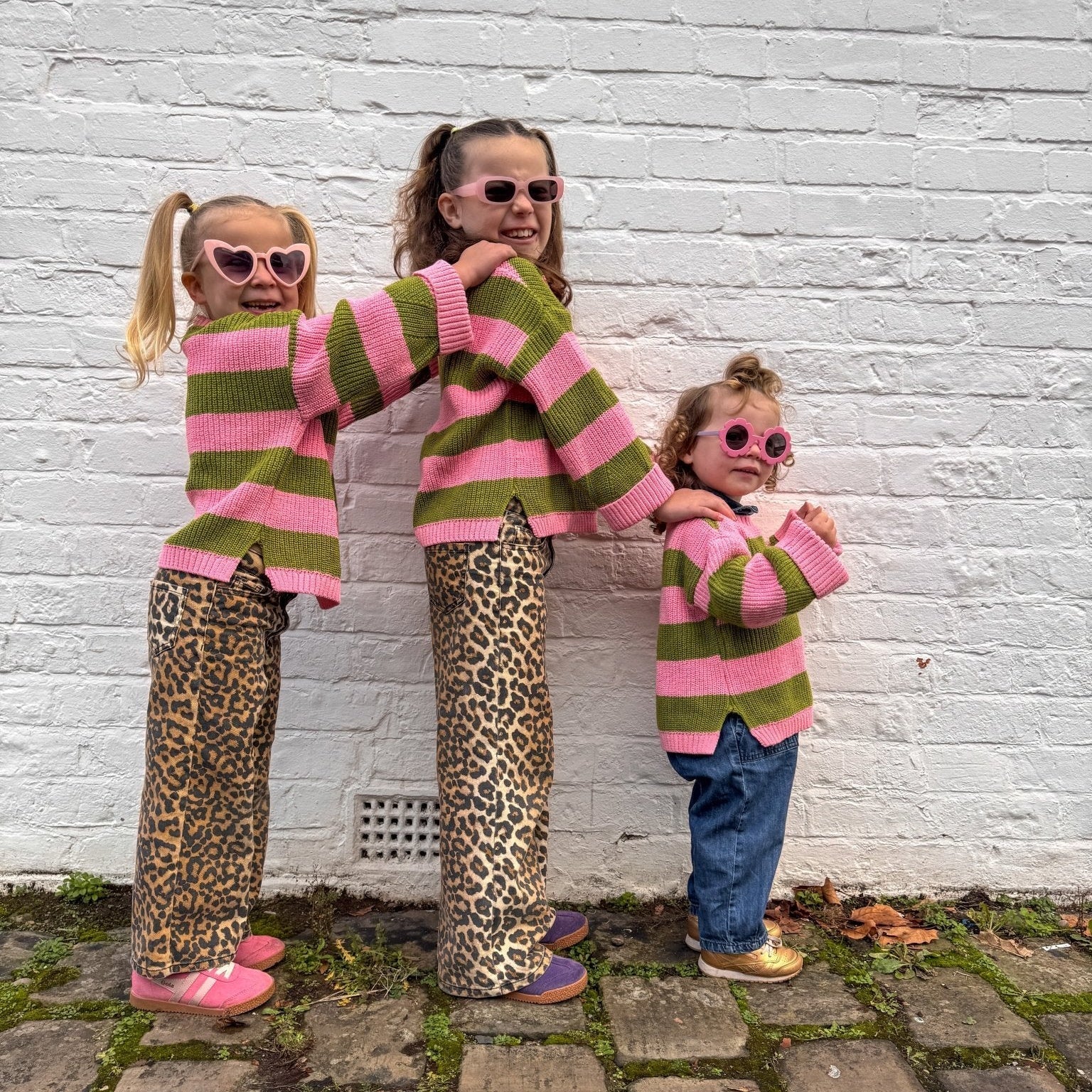 Rhiannon Kids Chunky Stripe Recycled Cotton Blend Jumper - Pink - Image 6
