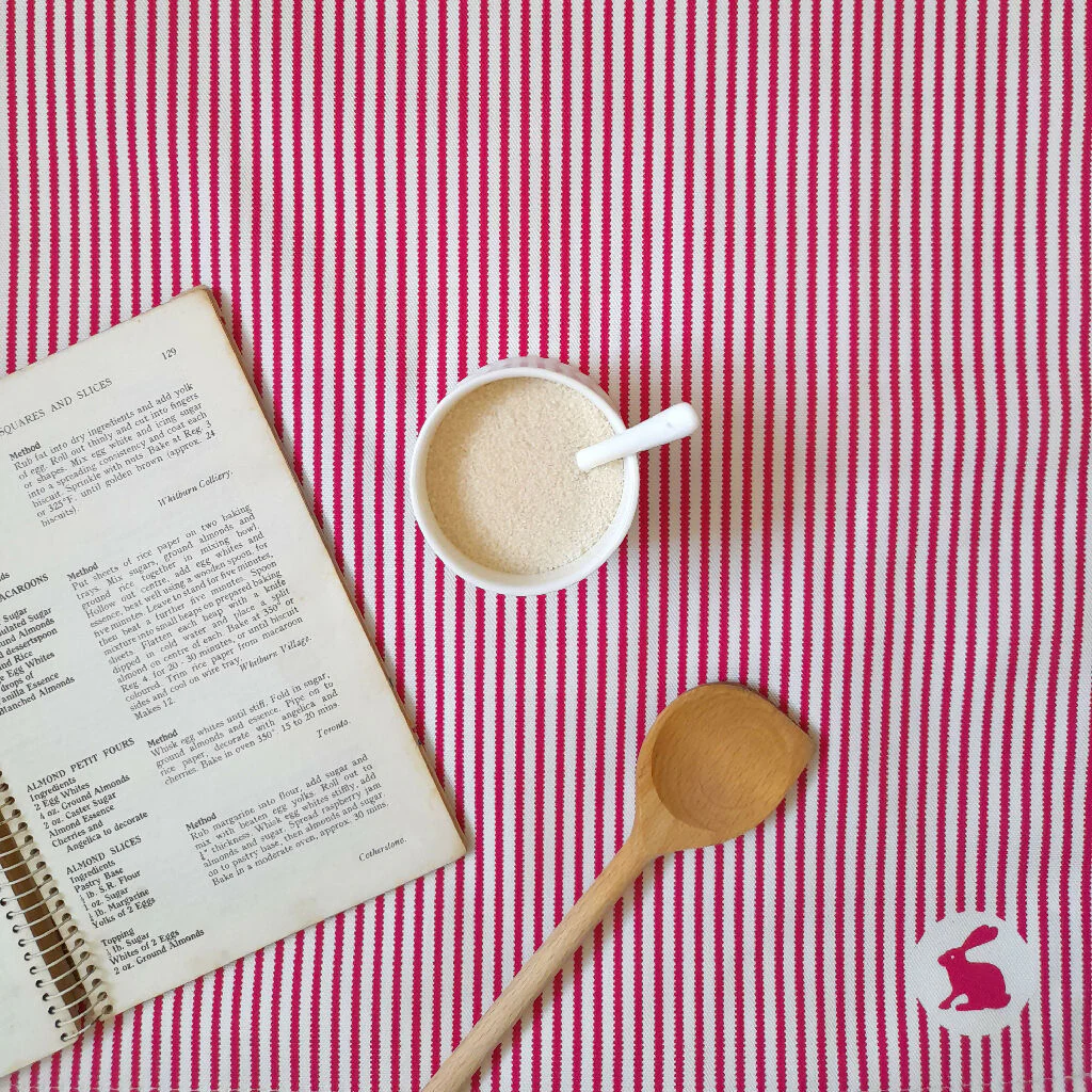 Ribbon Stripe Organic Cotton Tea Towel in Pink
