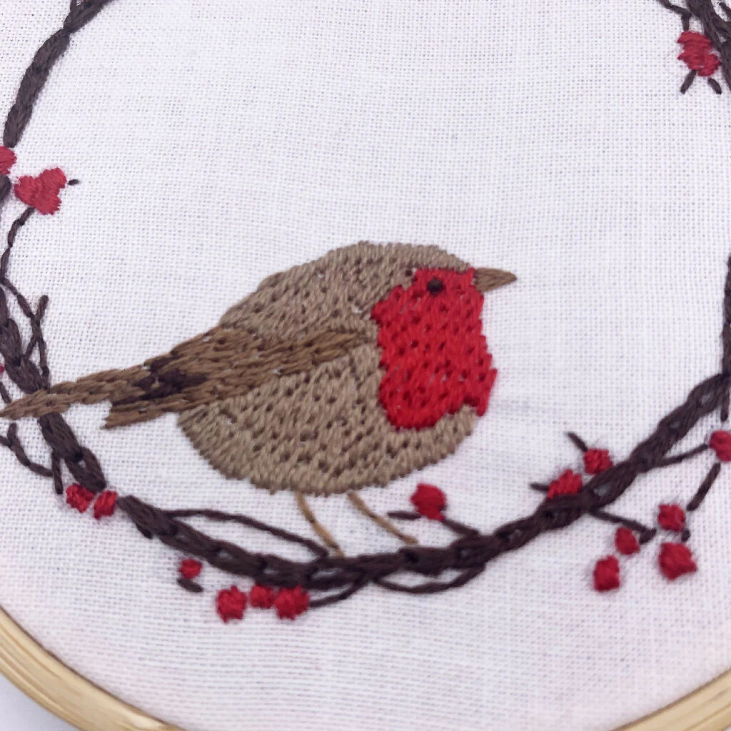 Robin Embroidery Kit - Christmas Embroidery Kit - Image 4