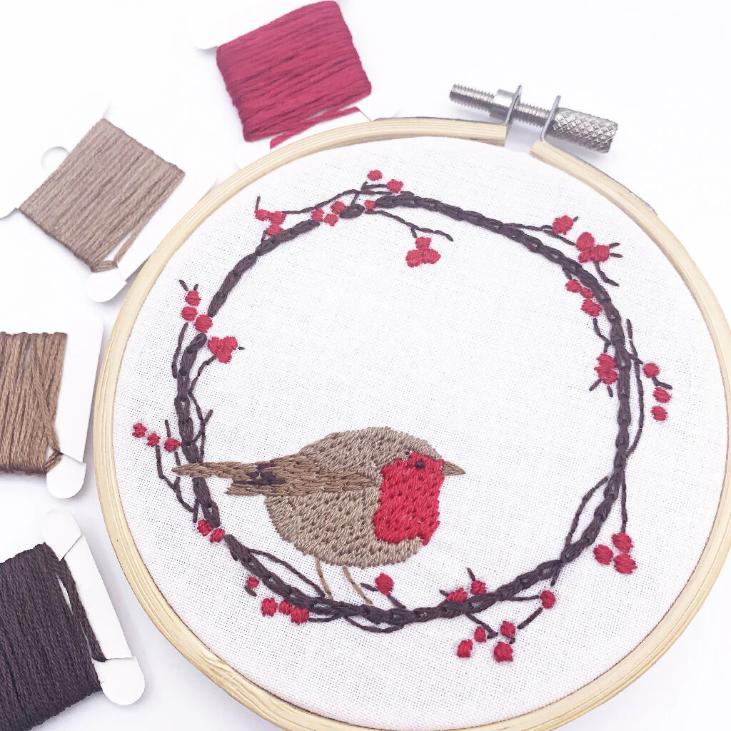Robin Embroidery Kit - Christmas Embroidery Kit - Image 5