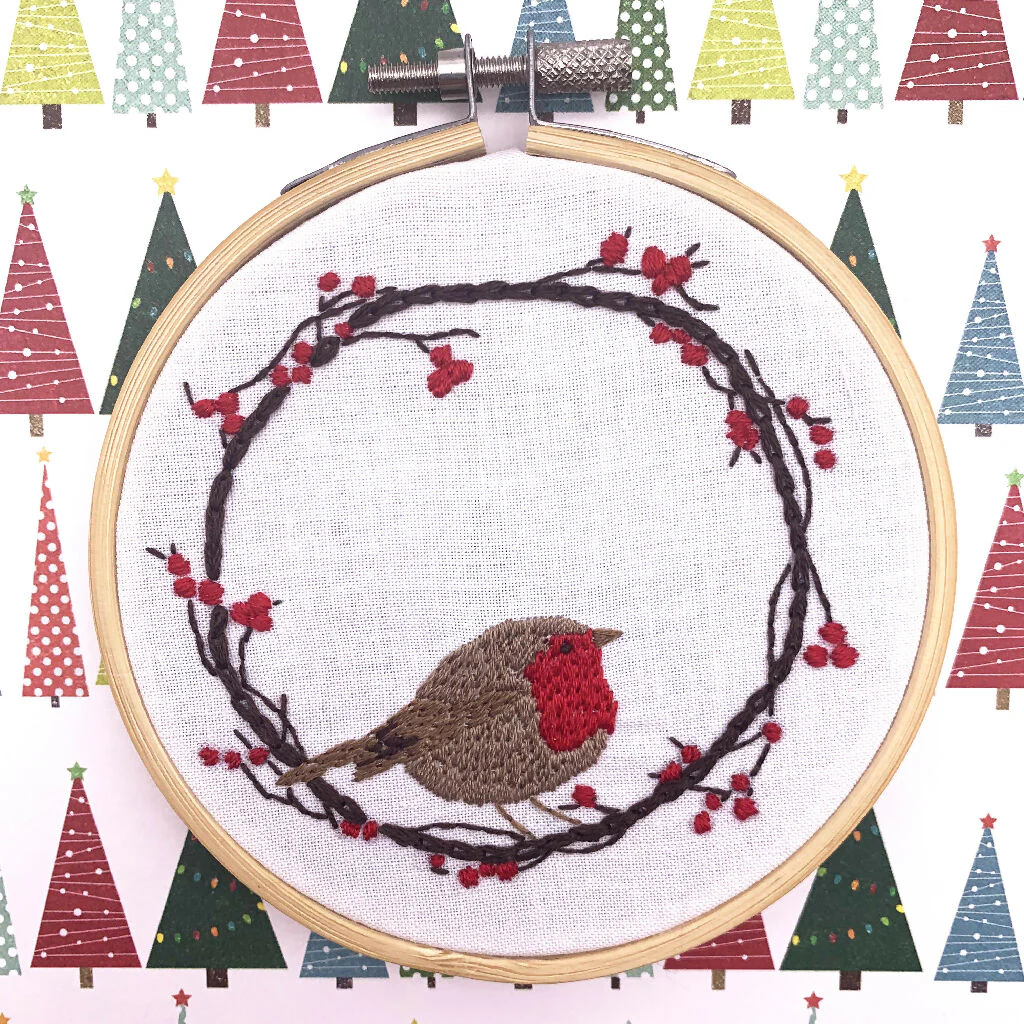 Robin Embroidery Kit - Christmas Embroidery Kit - Image 6