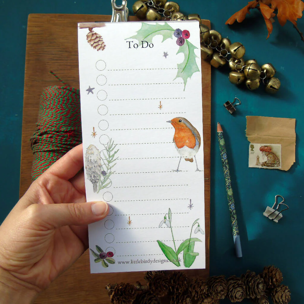 Robin 'To Do' List Christmas Notepad - Image 2