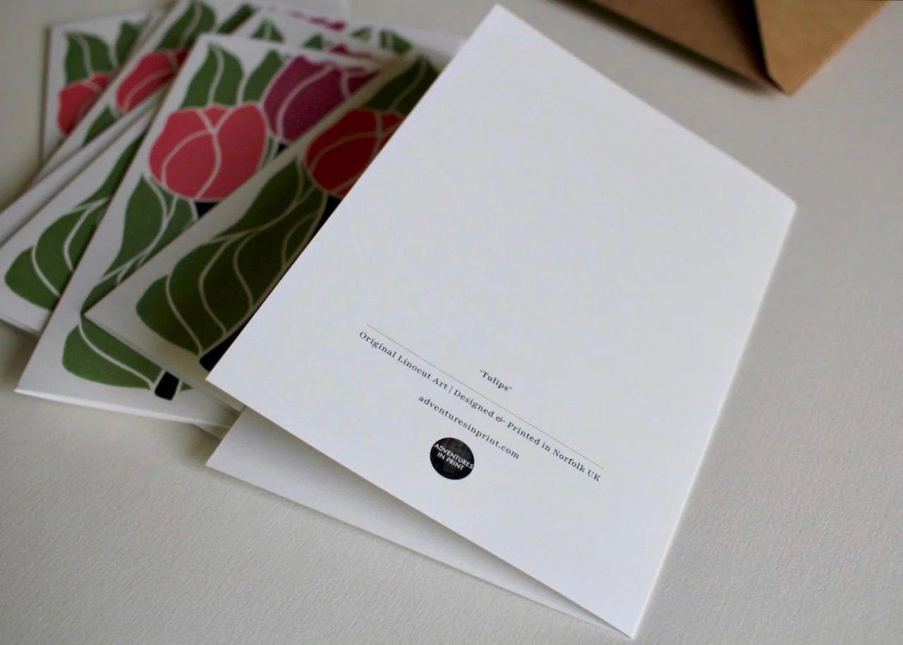 Romantic Linocut Tulip Flower Cards | Set of 8 Notecards & Envelopes - Image 10