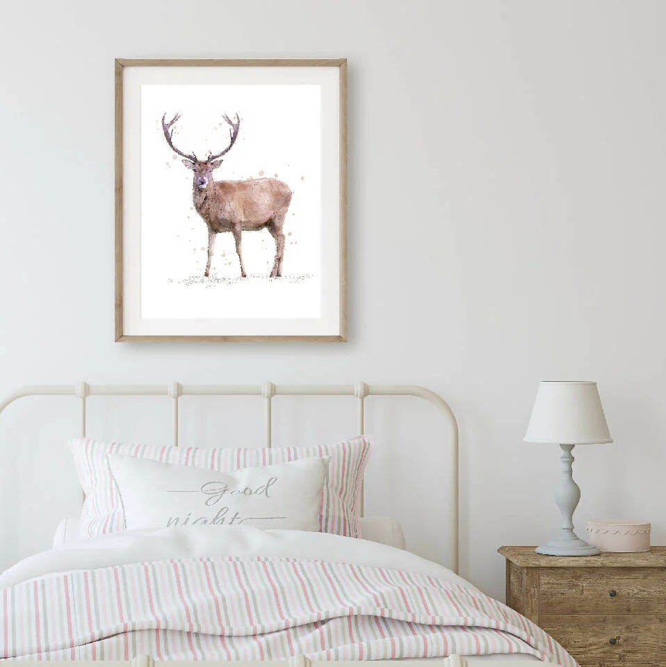 'Rupert' Watercolour Red Deer stag Print - Image 3