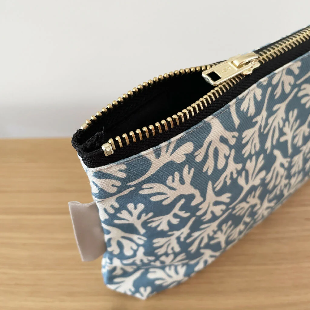 Salty Seaweed Cosmetic Bag in Wedgewood Blue - Image 2
