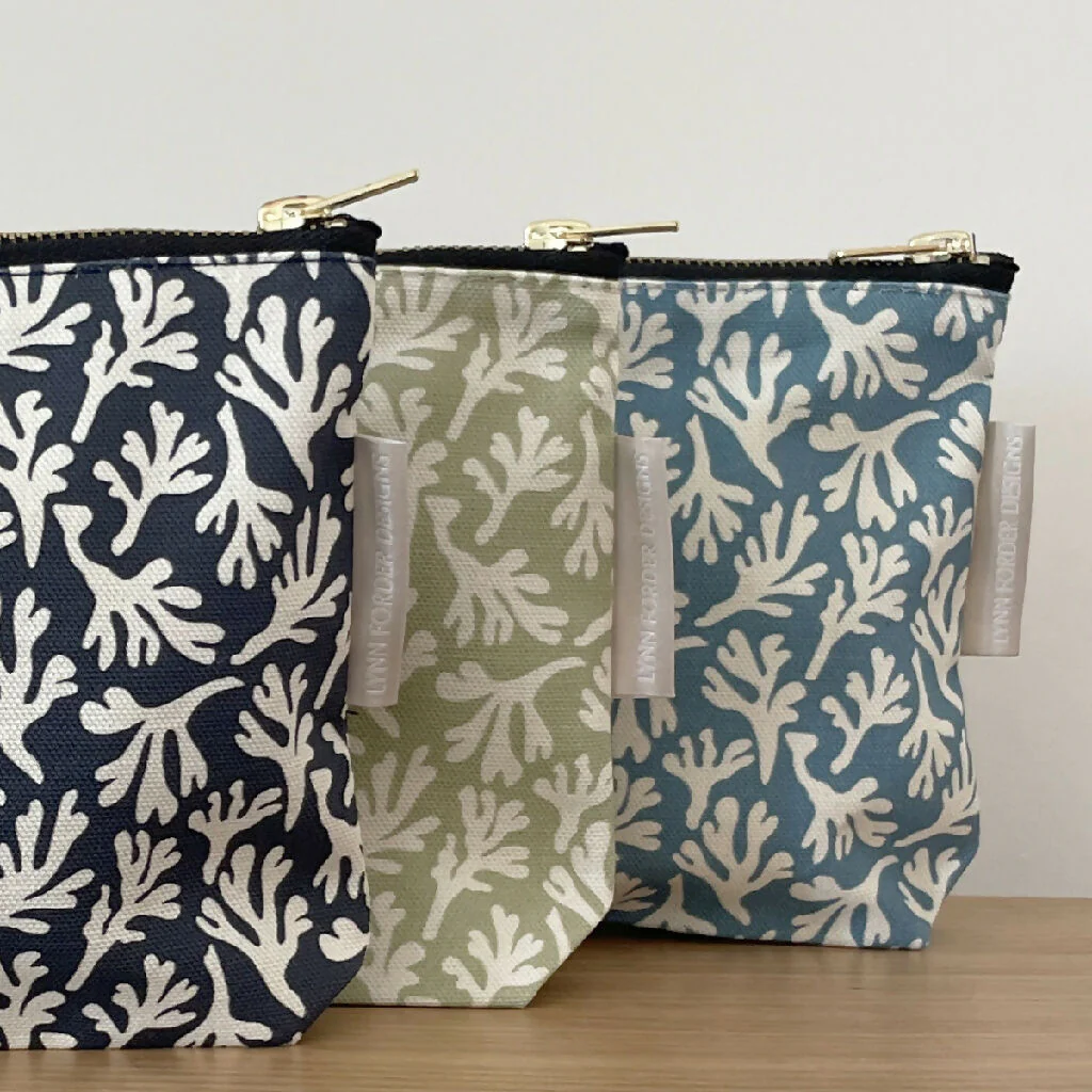 Salty Seaweed Cosmetic Bag in Wedgewood Blue - Image 3