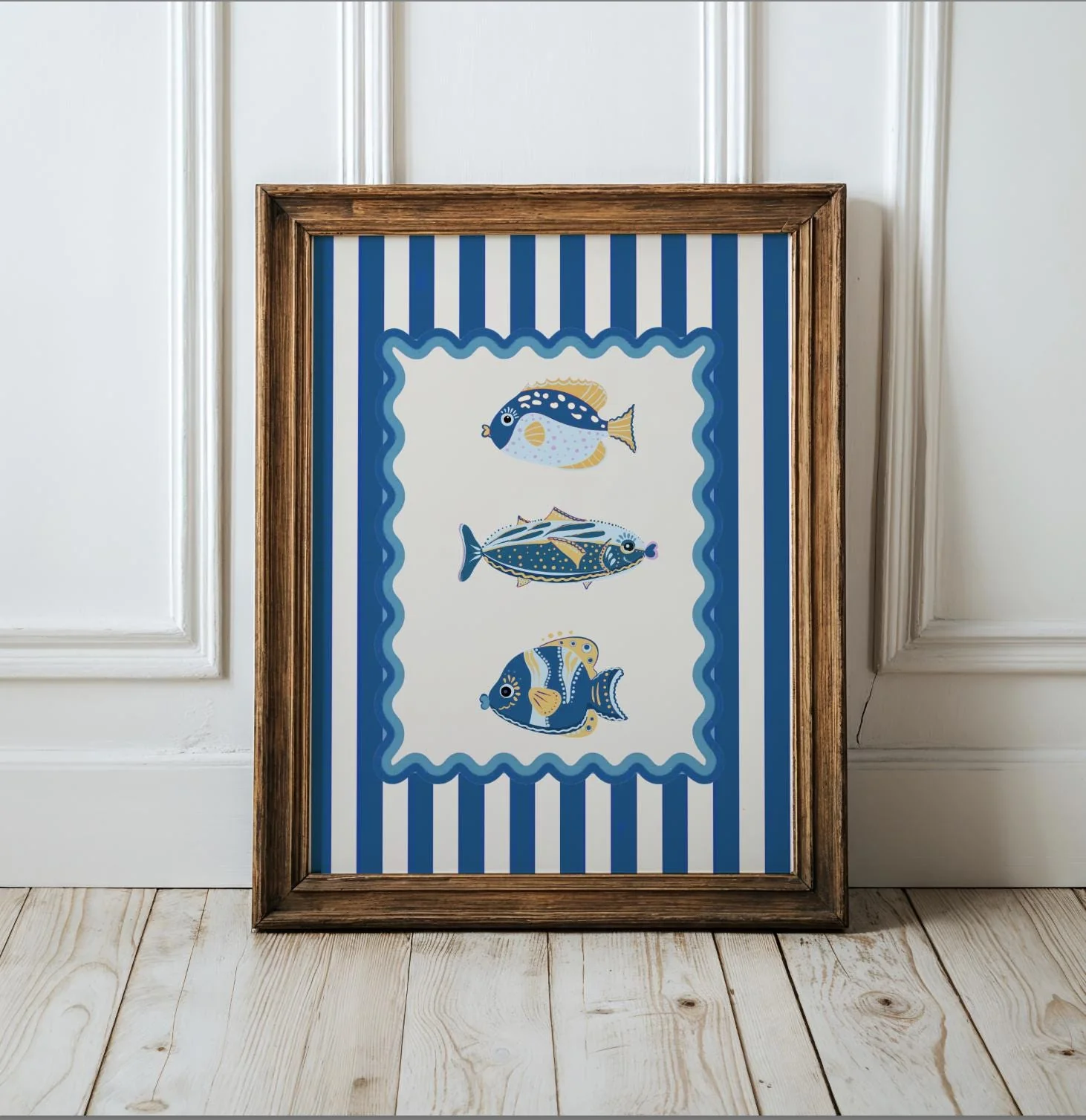 Sardines Print Coastal Wall Art Available in 6 Colors - Image 3