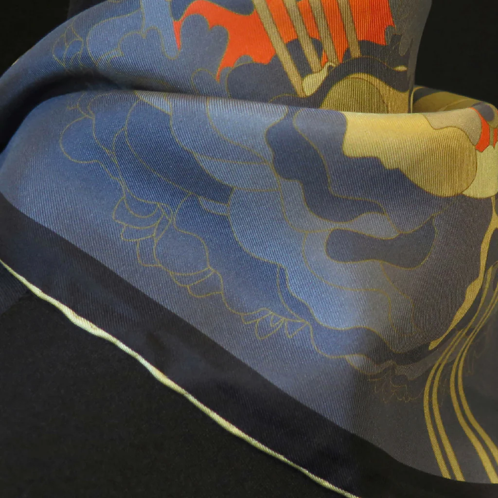 Hand Rolled Silk Square | Pure Silk Twill | Secret of the Moon Flower - Image 4