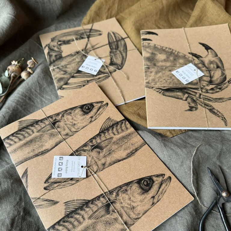 Selection of Three Kraft Notebooks - Crab, Mackerel and Lobster - Image 2